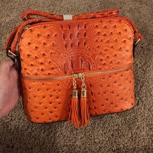 Orange ostrich bag